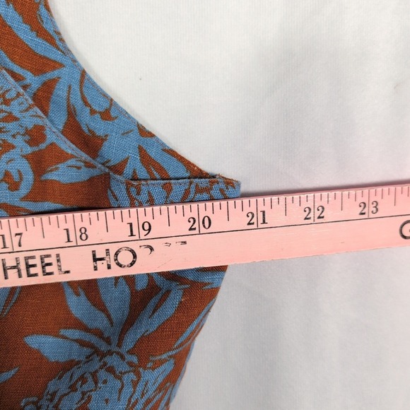 Madewell Sweetheart Mini Dress Blue Rust Floral Linen Womens SZ 16 - Picture 6 of 9